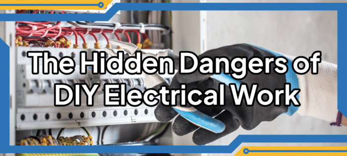 Eletrical workers hand working on switchboard.